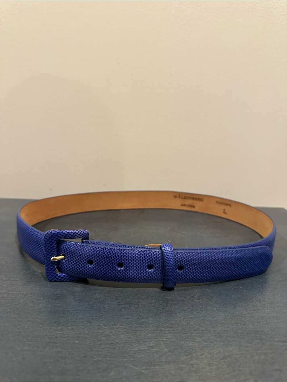 W. Kleinberg America Belt Buckle Blue Karung Size L